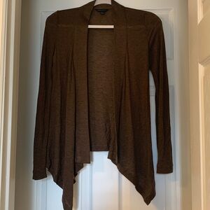 Banana Republic waterfall front hem cardigan, XS, brown, wool tencel blend